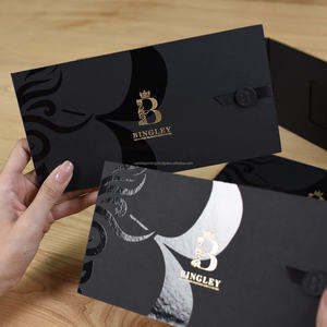 Porte-cartes de visite de luxe sur mesure, haut de gamme, en carton, avec bouton magnétique, bord en feuille, logo personnalisé, impression offset, carte cadeau de remerciement - Product Image 4