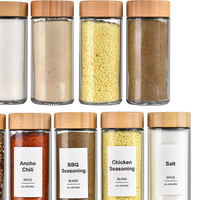 Mini pot à épices en verre transparent carré recyclable de 50ml pot d'assaisonnement de bouteille en verre de relish avec couvercle en liège