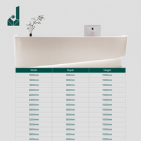 Bureau de réception ovale en bois laqué blanc moderne pour salon de beauté, hôtel, bureau - Design minimaliste avec rangement