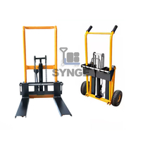 SYNGE Nuevo Mini Carro Elevador Hidráulico de 400 kg, Apilador Manual Hidráulico Ajustable, Montacargas Manual con Altura de Elevación de 900-1600 mm