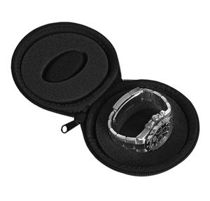 Custom Round <b>Storage</b> Watch Zipper <b>Box</b> for Fits All Wristwatches, Carbon Fiber Smart EVA Portable Watch Travel Roll Case - Product Image 1