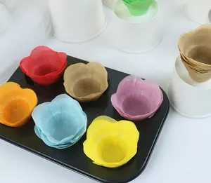 Đẹp Lotus Cupcake Giấy Cup Đầy Màu Sắc Hoa Shape Cupcake Liner Holders