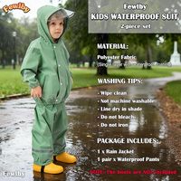 OEM Kinder Mädchen Jungen Wasserdichtes PU-gefüttertes Regenoutfit Set Jacke Hose Overall Winter Fleece Oberbekleidung Regenmantel