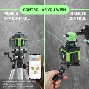 Niveau laser rotatif 4D auto-nivelant 360° vert, certifié FCC CE, avec batterie Li-ion, pour murs et sols - Product Image 2