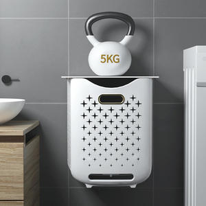 Cesto de Ropa Plegable de Doble Capa, Blanco con Detalles Dorados, Gran Capacidad para Almacenamiento de Ropa en el Baño, Tipo Rectangular Vertical - Product Image 5