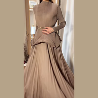 Ensemble deux pièces pour femmes musulmanes modestes, haut plissé et jupe, robe de soirée élégante pour les occasions de fête, Ramadan, Dubaï, Moyen-Orient