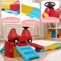Train de Jouet Coloré en Plastique PE pour Enfants, Voiture à Pousser Écologique avec Circuit de Course Assemblé pour Tout-Petits