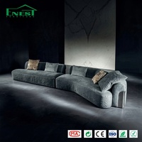 Ensemble de canapés modulaires en tissu bouclé crème pour toute la maison avec accoudoirs sculpturaux en boucle, solution de mobilier complète pour manoir