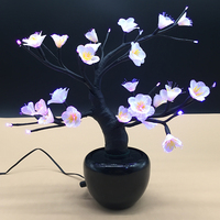 Bunga Dekoratif Pengaturan Kantor, Bunga Magnolia Serat Optik dengan Lampu Led RGB Dekorasi Dalam Ruangan