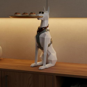 Creativa Bandeja Grande de Resina con Figura de Perro Doberman Pintada, Estatua Decorativa para Sala de Estar, Decoración del Hogar, Globo de Nieve Musical de Anime - Product Image 5