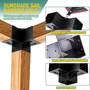 4x4 3 voies Pergola/Gazebo support 90 ° Angle droit Extension d'angle <span class=keywords><strong>noir</strong></span> poudre enduit bricolage modulaire dimensionnement matériel 4 pièces - Product Image 3