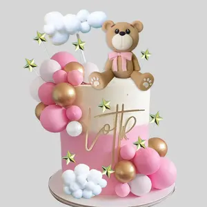 Bola de oso Decoración de Pastel estrella nube pastel Topper tarjeta niños y niñas Baby Shower decoración de fiesta de cumpleaños