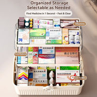 Boîte de Rangement Médicaments Carrée Pliable à 3 Niveaux en Plastique PP Écologique Premium Grande Capacité Gain de Place Classique pour