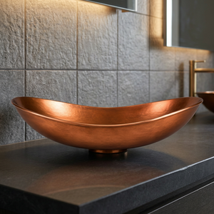 Lavabo Ovalado Decorativo de Cobre, Lavabo Artesanal de Metal, Lavabo de Baño de Primera Calidad, Elegante Lavabo de Encimera - Product Image 6