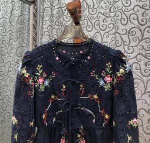 <span class=keywords><strong>Camicia</strong></span> di alta qualità nuova camicetta 2025 autunno <span class=keywords><strong>donna</strong></span> ricava pizzo ricamato manica lunga <span class=keywords><strong>blu</strong></span> scuro vino rosso cotone camicie di <span class=keywords><strong>lino</strong></span> - Product Image 4