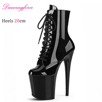 Bottes à plateforme sexy à talons hauts de 20 cm en PU, imperméables, rehaussantes, pour pole dance, bottines de strip-tease pour femmes