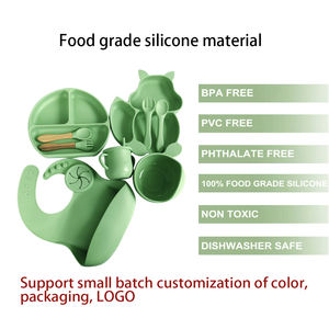 Vaisselle pour enfants 9 pièces/lot, assiettes à manger pour bébé, bol <span class=keywords><strong>assiette</strong></span> cuillère bavoir en Silicone, ventouse forte, <span class=keywords><strong>service</strong></span> de table - Product Image 3