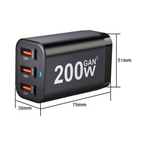 200W USB C Wall Charger USB QC3.0 PD 100W GaN Fast <b>Charging</b> 6 Ports Desktop Charger Station for Phone Tablet Laptop Charger - Product Image 2