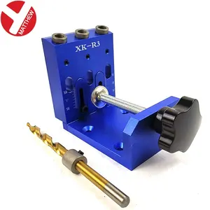 Aluminum Woodworking Pocket Hole Jig Drill Guider Doweling Joinery Kit with three 9mm drill bush