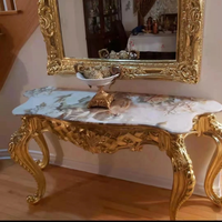 Table Console en marbre doré de luxe italien Design traditionnel pour la maison Hôtel Villa Entrée Salon-Vente en gros