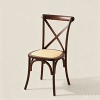 Chaise de salle à manger en bois massif de style vintage américain, dossier en rotin, empilable, pour restaurant, hôtel, mariage, banquet, maison