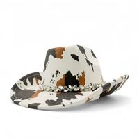 Chapeau de cowboy bohème en gros, marron et blanc, imprimé vache, avec strass, pour festival de musique country, chapeaux de fête personnalisés pour adultes