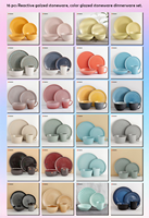 Vaisselle Vajilla 16 Pcs Réactif Émaillé De Luxe Stock En Gros Inventaire Pas Cher Grès Céramique Dîner Plats Service De Vaisselle