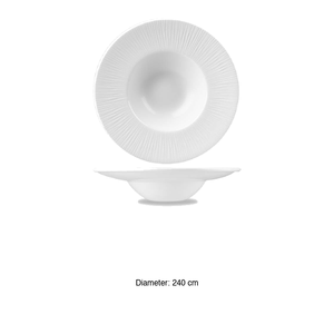 Assiette en bambou blanche pour pâtes, 24 cm de diamètre, 14 cm d'intérieur, motif Churchill - 12Whbalw - Product Image 3