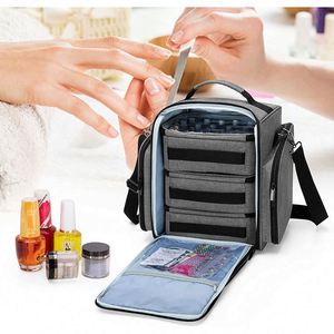 BSCI factory 72 Bottles Nail Polish Organizer Holds Multiple Storage Nail Polish Carry <b>Case</b> with 3 Removable Pouches - Product Image 5