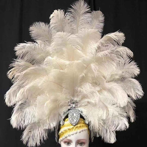 Coiffe de plumes jaune et rouge de <span class=keywords><strong>samba</strong></span> brésilienne faite à la main pour la performance de costume de défilé de carnaval de dames - Product Image 5