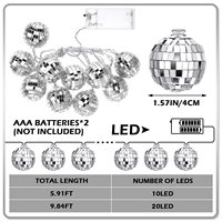 Guirlande lumineuse à piles avec boules disco de 5 cm, longueurs de 1,5 m/6 m, décoration pour la remise des diplômes, la fête des pères, la chambre, les mariages, les fêtes de Noël