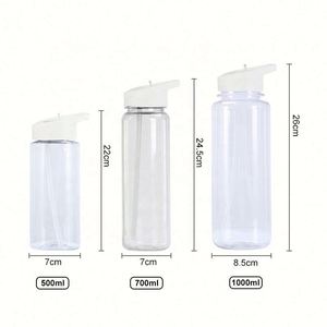 Bouteilles d'eau de sport en plastique Tritan personnalisées avec logo, 500 ml/700 ml, avec poignée portable, paille rabattable et couvercle anti-fuite, sans BPA, vente en gros - Product Image 2