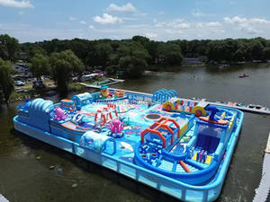 Nuevo Diseño Comercial Grande inflable flotante parque acuático Aqua Sports Park Rabbit Bouncer Castle con tobogán para la venta - Product Image 3