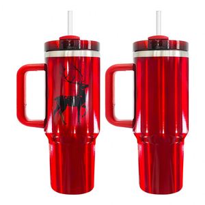 Mug isotherme en acier inoxydable rouge et vert H2.0 40 oz pour les fêtes de Noël – Cadeau idéal - Product Image 4