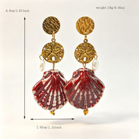 Boucles d'oreilles pendantes en céramique émaillée de style vintage européen et américain, design original et unique pour femmes, avec pompon en acier inoxydable