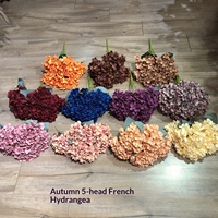 Buket Bunga Sutra Hydrangea Prancis 5 Kepala 50cm Warna Musim Gugur Retro LE-228 untuk Dekorasi Pernikahan & Rumah Grosir