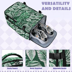 <b>Large</b> Tropical Leaf Print Unisex Casual Sports <b>Backpack</b> Custom Logo Laptop Polyester Travel <b>Backpack</b> for Women and Men - Product Image 4