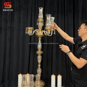 Candelabro de cristal de Color dorado de 6 brazos suaves para eventos y fiestas del Día de San Valentín, candelabros elegantes para Decoración de mesa - Product Image 1