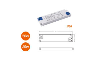 Driver LED à courant constant dimmable DALI 50W/60W 24V/12V 1.25A, entrée 220-240V, en plastique, éclairage LED IP20, petit format, haute performance - Product Image 2