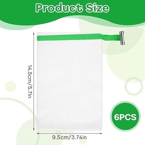 6 PCS Soap Bags Exfoliating Soap Mesh Saver <b>Pouch</b> Bags with <b>Drawstring</b> Face Cleansing Foaming Nets for Foaming and Drying - Product Image 2