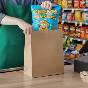 [250 unidades] Bolsas de compras personalizables de papel kraft de 10 x 6.7 x 12 pulgadas con asas, color natural - Product Image 2