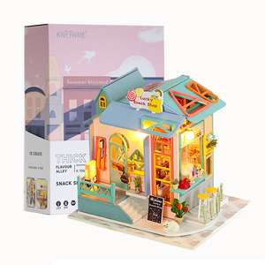 IIECREATE 3D fait à la main en bois maison de poupée K-1061 Snack shop bricolage Miniature maison Kit avec LED - Product Image 6