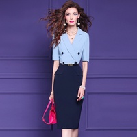 FMY58490 Ensemble de robe de maternité élégante et sophistiquée, silhouette crayon, formelle et professionnelle pour femmes - Été