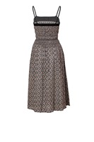 Robe Courte Smockée en Coton Pur Tissé, Fourniture Directe Usine, pour Femme, Décontractée, Été, Bohème, Plage, Fête, Écologique, Respirante, Coupe Trapèze