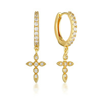 Pendientes de Aro de Plata de Ley 925 con Diseño de Luna, Estrella y Corazón, Chapados en Oro de 18K, para Mujer