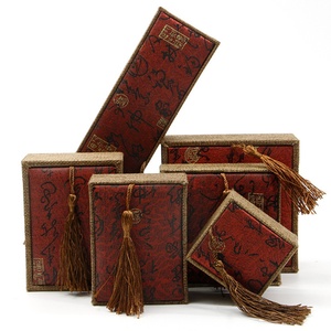 Custom Logo Chinese Traditional Burlap Tassel Jewelry Box Classic Rectangular Gift Packaging for Bracelets Pendants Square - Product Image 5