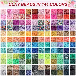 144 Color Polymer Clay Bead Set 6mm <b>DIY</b> Bracelet <b>Kit</b> For Kids Jewelry Making Toys - Product Image 2
