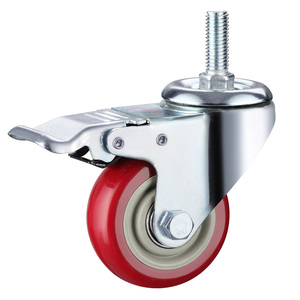 2,5/3/4/5 Zoll rote Lenk rollen aus PVC-Stahl mit doppelter Sicherheits bremse und Doppel lager und Tragfähigkeit von 70-120kg - Product Image 4