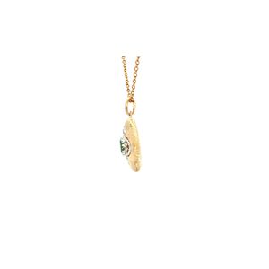 Pendentif en or jaune 18 carats avec émeraude ovale cabochon, une touche d'élégance pour tout ensemble, un aspect délicat et gracieux. - Product Image 2