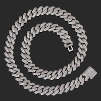 Collier en Argent Sterling 925, Bijoux Fins, Chaîne Cubaine Moissanite VVS Givrée, Style Hip Hop, Collier à Maillons Cubains Moissanite
